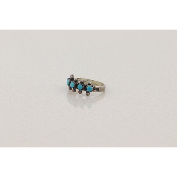 Sterling Silver Natural Turquoise Band Ring Size 5 3/4 - Picture 6 of 8